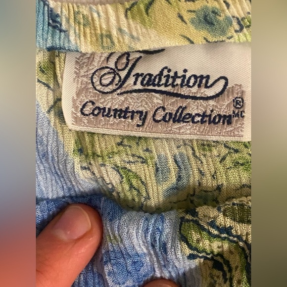 Blue and Green Pleated A-Line Midi Skirt - Picture 5 of 5